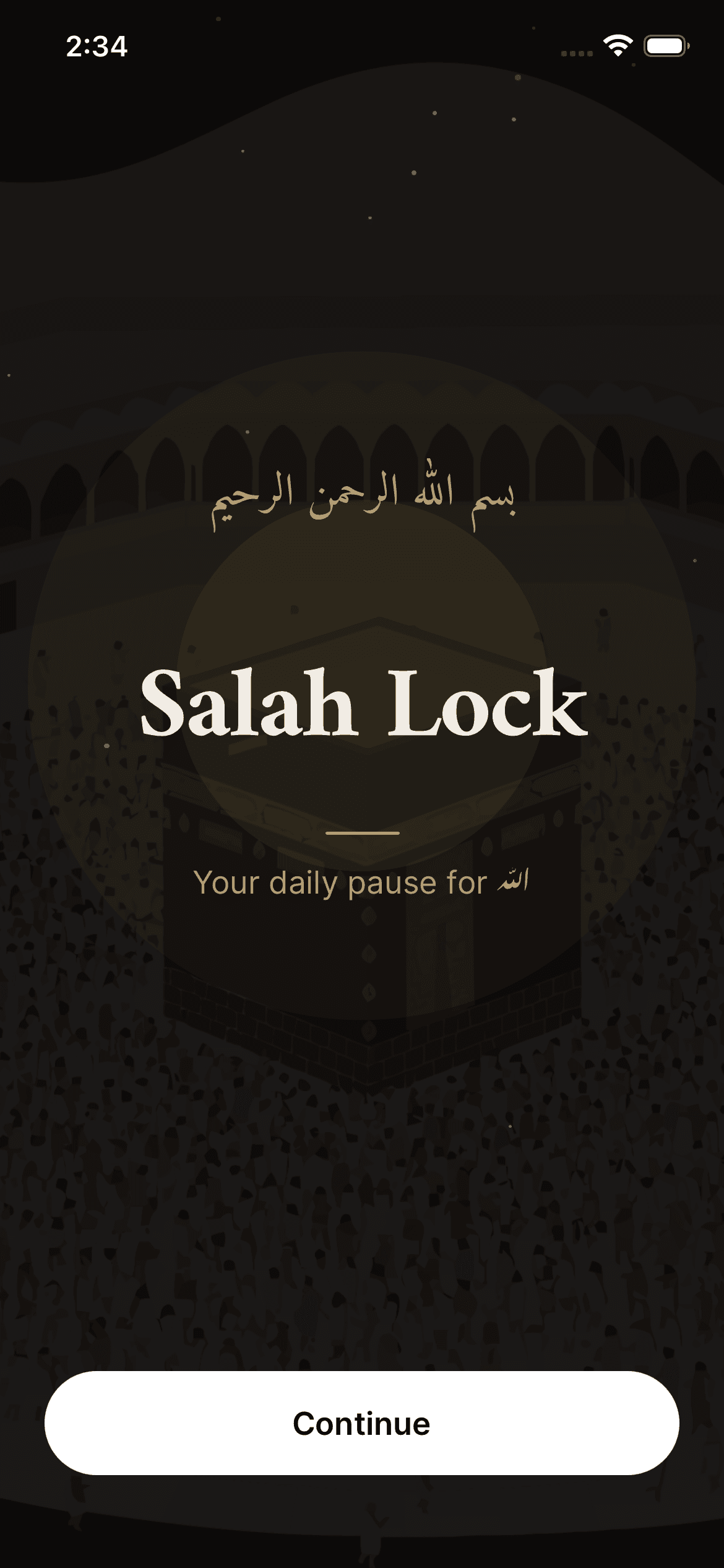 Salah Lock App, Welcome screen